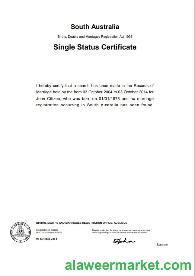 Australia South Australia divorce certificate template in Word